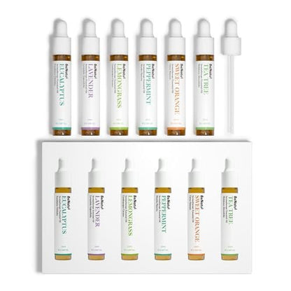 Ätherische Öle Set (Eukalyptus, Lavendel, Zitronengras, Pfefferminze, Teebaum, Orange) für Diffuser, topische Anwendung, Körper, natürlicher Raumduft, Geschenk für Frauen & Männer