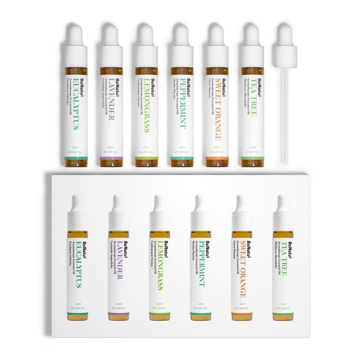 Ätherische Öle Set (Eukalyptus, Lavendel, Zitronengras, Pfefferminze, Teebaum, Orange) für Diffuser, topische Anwendung, Körper, natürlicher Raumduft, Geschenk für Frauen & Männer