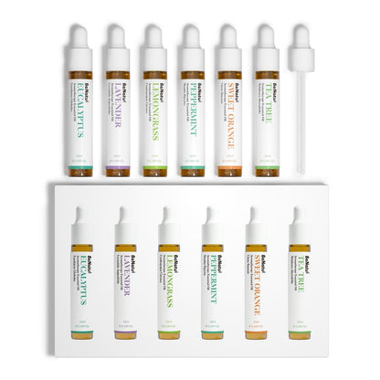 Ätherische Öle Set (Eukalyptus, Lavendel, Zitronengras, Pfefferminze, Teebaum, Orange) für Diffuser, topische Anwendung, Körper, natürlicher Raumduft, Geschenk für Frauen & Männer