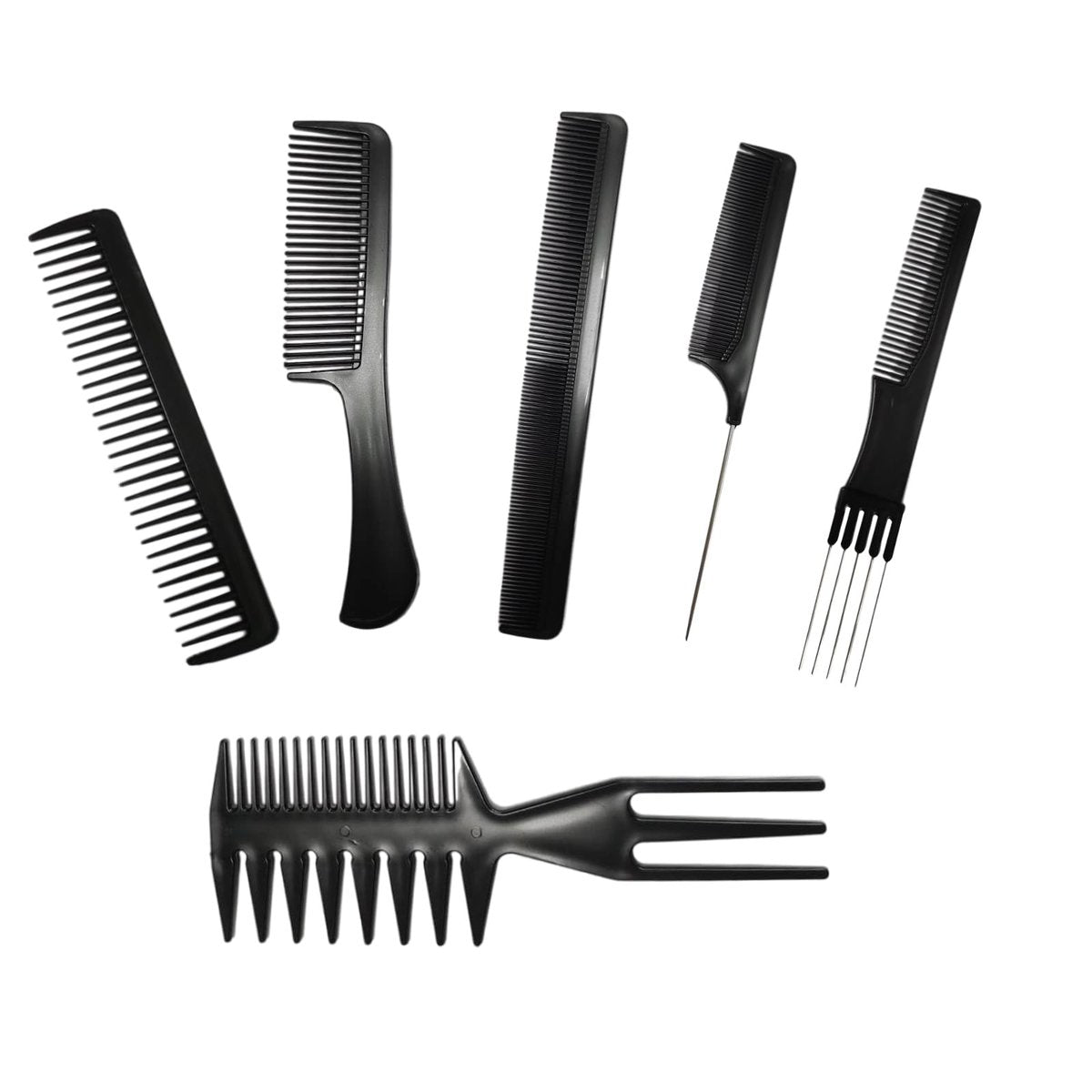 Professioneller Haarkamm-Set 6-teilig – Friseur- und Salon-Haarschneide- und Stylingkämme – Fein- und Grobzinkig, Rattenschwanz- und Abteilungskämme für alle Haartypen