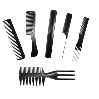 Professioneller Haarkamm-Set 6-teilig – Friseur- und Salon-Haarschneide- und Stylingkämme – Fein- und Grobzinkig, Rattenschwanz- und Abteilungskämme für alle Haartypen