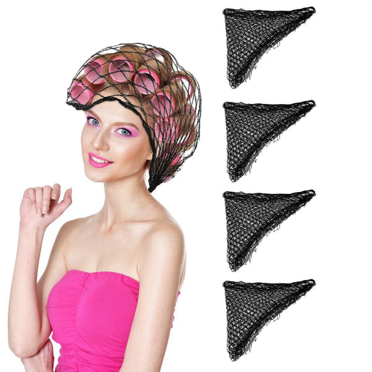 4er-Pack Haarnetz für Lockenwickler, Dreiecksnetz aus Seide für Damen, zum Schlafen und Stylen, Haarschutz (ca. 35,5 x 35,5 x 57 Zoll)