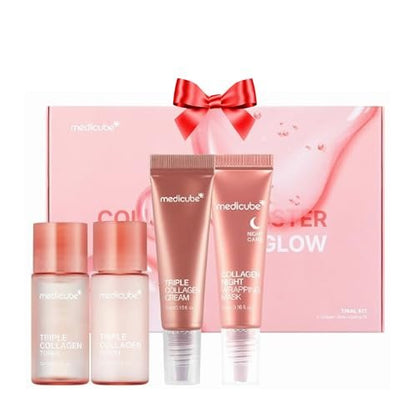 Medicube Glass Skin Collagen Trial Kit – Koreanisches Hautpflegeset für strahlende Haut, Reisegröße, 4-Schritte-Routine