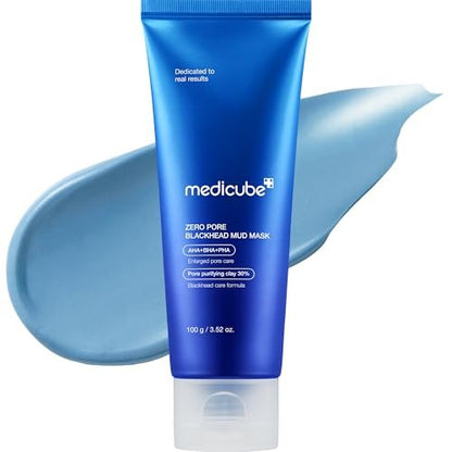 Medicube Zero Pore Blackhead Mud Facial Mask – Hautkühlende & porenverfeinernde Tiefenreinigung – 3-Minuten-Schnelltrockenformel mit AHA, BHA, PHA und porenreinigendem Ton – Koreanische Schlammmaske 100 g