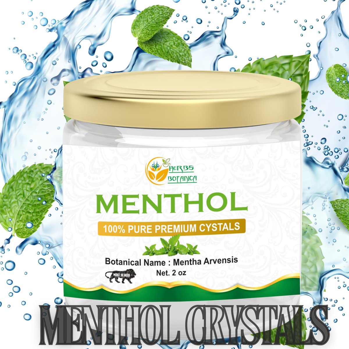 Herbs Botanica Mentholkristalle (Mentha Arvensis), 100% reine Lebensmittelqualität USP für Aromatherapie, Erkältung & Verstopfung, Salben, Balsame, Cremes, Seifenherstellung & Kosmetik, 57 g