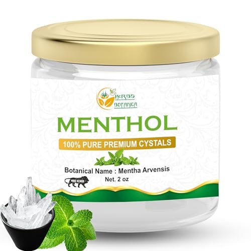 Herbs Botanica Mentholkristalle (Mentha Arvensis), 100% reine Lebensmittelqualität USP für Aromatherapie, Erkältung & Verstopfung, Salben, Balsame, Cremes, Seifenherstellung & Kosmetik, 57 g