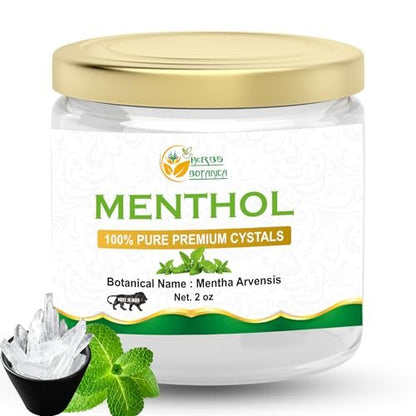 Herbs Botanica Mentholkristalle (Mentha Arvensis), 100% reine Lebensmittelqualität USP für Aromatherapie, Erkältung & Verstopfung, Salben, Balsame, Cremes, Seifenherstellung & Kosmetik, 57 g