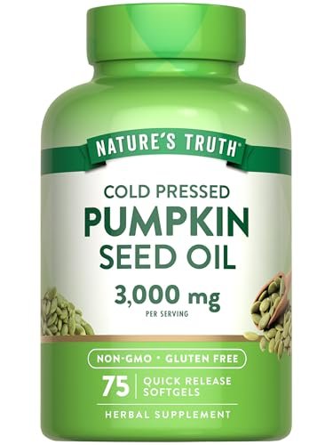 Nature's Truth Kürbiskernöl | 3000 mg | 75 Softgels | Kaltgepresstes pflanzliches Nahrungsergänzungsmittel | Non-GMO & Glutenfrei