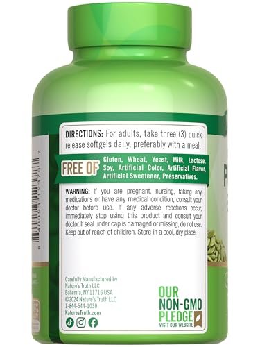 Nature's Truth Kürbiskernöl | 3000 mg | 75 Softgels | Kaltgepresstes pflanzliches Nahrungsergänzungsmittel | Non-GMO & Glutenfrei