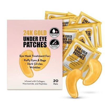 Elizabeth Mott 24K Gold Augenpflaster – Kollagen, Niacinamid & Peptide gegen Schwellungen, dunkle Augenringe & Falten – Feuchtigkeitsspendende & aufhellende Augenmaske, tierversuchsfrei