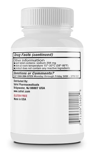 Safrel Natriumchlorid Tabletten 1 g, USP | Normale Salztabletten | (15,4 g) | Elektrolyt-Ausgleich, Hydrationsgetränk (500 Stück, Packung mit 1)