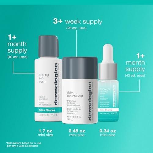 Dermalogica Clear and Brighten Kit – 3-teiliges Gesichtspflegeset mit Reiniger, Peeling und Serum