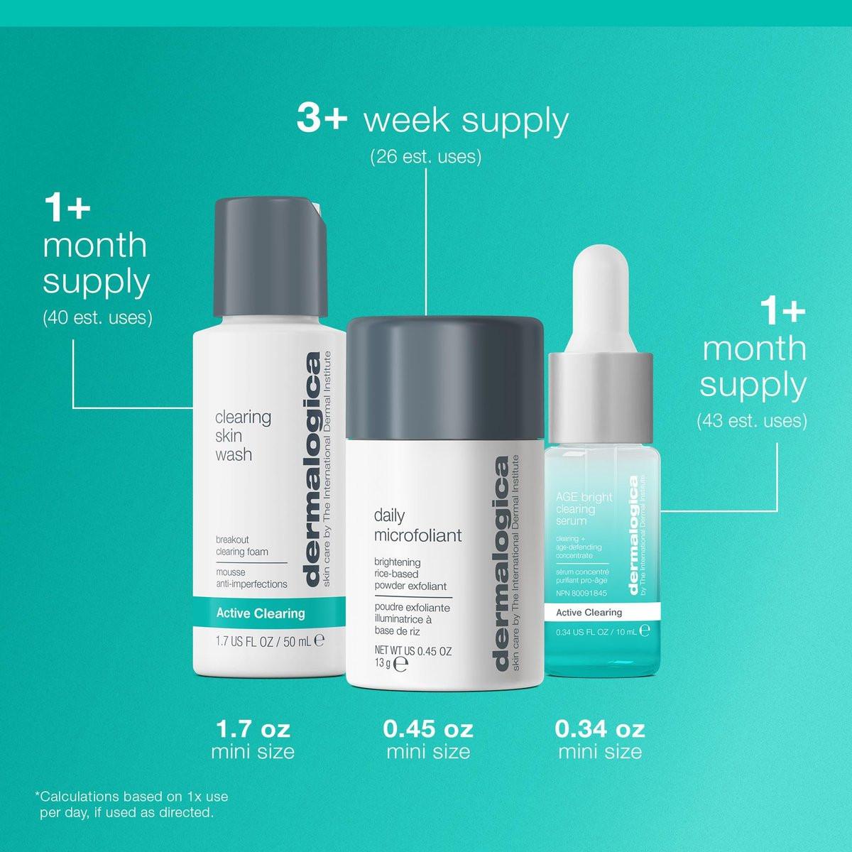 Dermalogica Clear and Brighten Kit – 3-teiliges Gesichtspflegeset mit Reiniger, Peeling und Serum