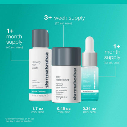 Dermalogica Clear and Brighten Kit – 3-teiliges Gesichtspflegeset mit Reiniger, Peeling und Serum