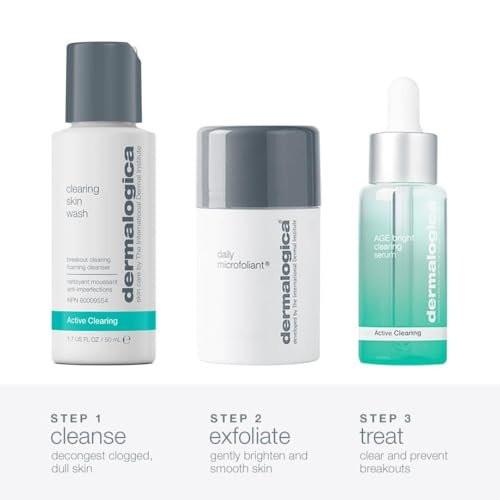 Dermalogica Clear and Brighten Kit – 3-teiliges Gesichtspflegeset mit Reiniger, Peeling und Serum