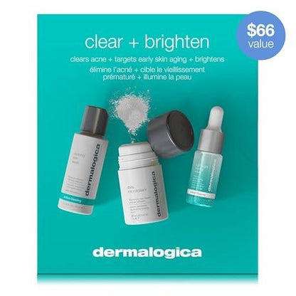 Dermalogica Clear and Brighten Kit – 3-teiliges Gesichtspflegeset mit Reiniger, Peeling und Serum