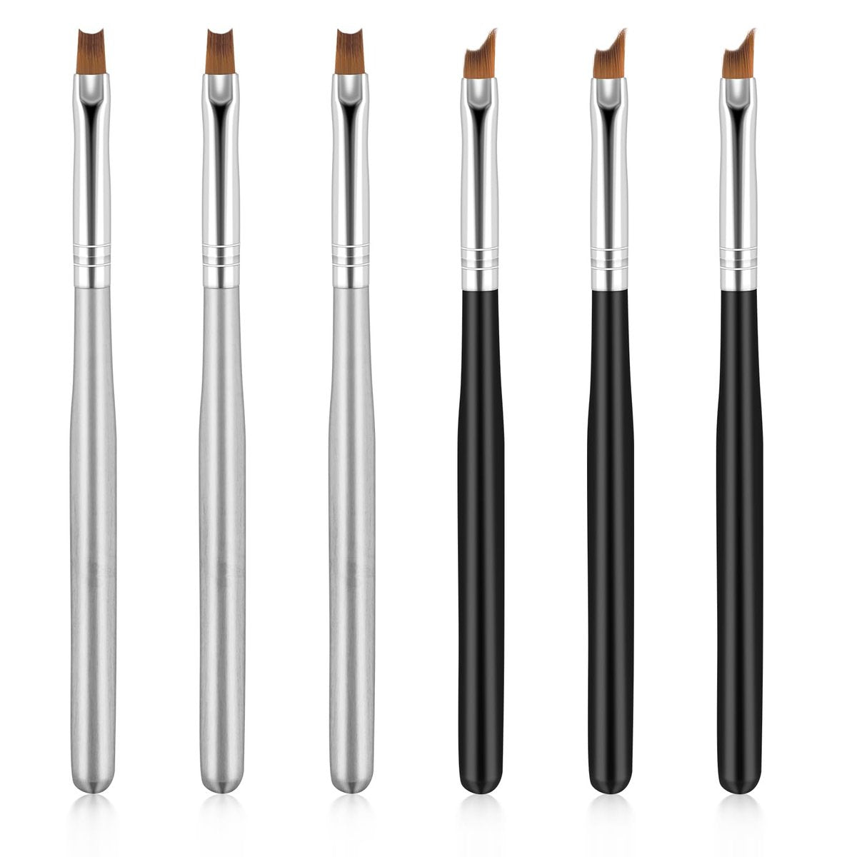 French Tip Nagelbürsten Set, Schräge Kopf Nagelbürsten Mondform Französisch Pinsel für French Maniküre, Holzgriff Malpinsel für Nägel