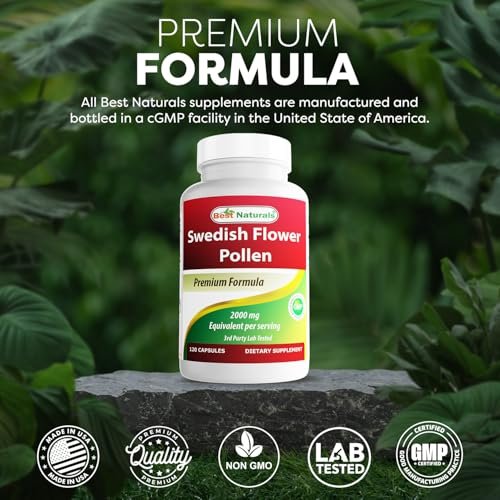 Best Naturals Schwedischer Blütenpollen 4:1 Extrakt 500 mg – 120 Kapseln