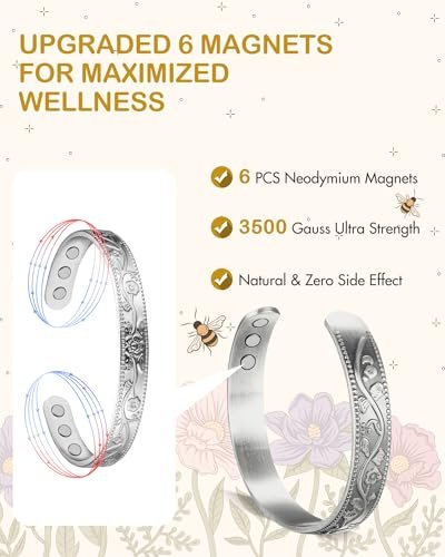 Feraco Kupferarmband für Damen – Magnetarmband mit 99,99% reinem Kupfer und 3500 Gauß Magneten (Silber)
