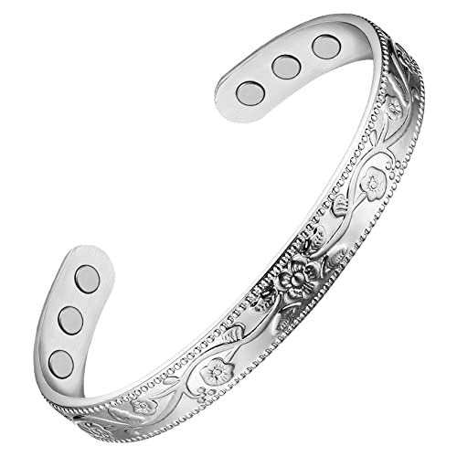 Feraco Kupferarmband für Damen – Magnetarmband mit 99,99% reinem Kupfer und 3500 Gauß Magneten (Silber)