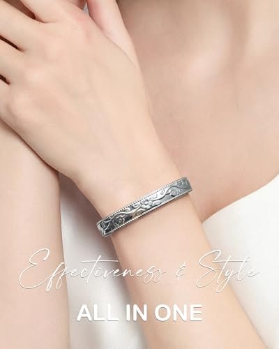 Feraco Kupferarmband für Damen – Magnetarmband mit 99,99% reinem Kupfer und 3500 Gauß Magneten (Silber)