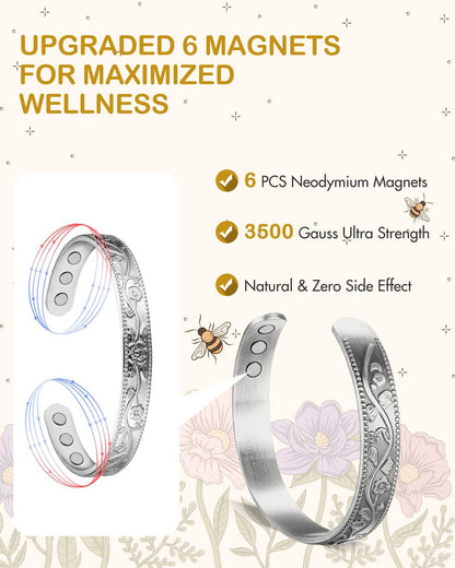 Feraco Kupferarmband für Damen – Magnetarmband mit 99,99% reinem Kupfer und 3500 Gauß Magneten (Silber)