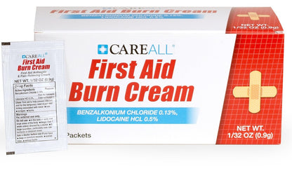 CareAll Erste-Hilfe-Brandcreme 0,9g Beutel (144er-Pack) – Schmerzlindernde Creme bei leichten Verbrennungen, Schnitten und Schürfwunden mit Benzalkoniumchlorid und Lidocain HCI