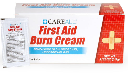 CareAll Erste-Hilfe-Brandcreme 0,9g Beutel (144er-Pack) – Schmerzlindernde Creme bei leichten Verbrennungen, Schnitten und Schürfwunden mit Benzalkoniumchlorid und Lidocain HCI