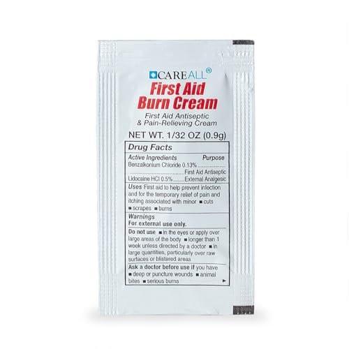 CareALL First Aid Burn Relief Cream 0,9g Beutel (Packung mit 25) Schmerzlindernde Erste-Hilfe-Creme zur vorübergehenden Linderung von Schmerzen bei leichten Verbrennungen, Schnitten und Schürfwunden. Verhindert Infektionen