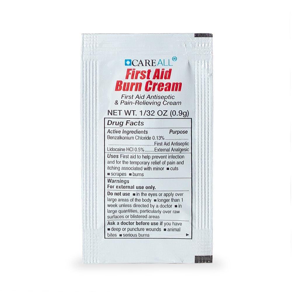 CareALL First Aid Burn Relief Cream 0,9g Beutel (Packung mit 25) Schmerzlindernde Erste-Hilfe-Creme zur vorübergehenden Linderung von Schmerzen bei leichten Verbrennungen, Schnitten und Schürfwunden. Verhindert Infektionen