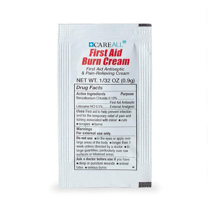 CareALL First Aid Burn Relief Cream 0,9g Beutel (Packung mit 25) Schmerzlindernde Erste-Hilfe-Creme zur vorübergehenden Linderung von Schmerzen bei leichten Verbrennungen, Schnitten und Schürfwunden. Verhindert Infektionen