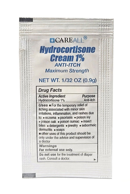 CareAll Hydrocortison Creme 1% (25er Pack), 0,9 g Folienbeutel. Maximale Stärke, Anti-Juckreiz Hautcreme lindert Juckreiz, Ekzeme, Insektenstiche, Giftefeu und Psoriasis