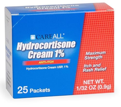 CareAll Hydrocortison Creme 1% (25er Pack), 0,9 g Folienbeutel. Maximale Stärke, Anti-Juckreiz Hautcreme lindert Juckreiz, Ekzeme, Insektenstiche, Giftefeu und Psoriasis