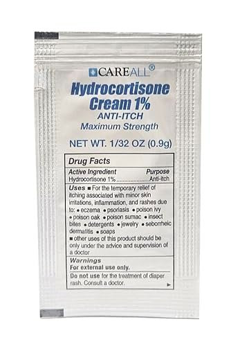 CareAll Hydrocortison Creme 1% (25er Pack), 0,9 g Folienbeutel. Maximale Stärke, Anti-Juckreiz Hautcreme lindert Juckreiz, Ekzeme, Insektenstiche, Giftefeu und Psoriasis