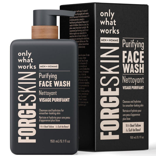 FORGE SKIN® Beef Tallow Face Wash für Männer [TALLOW-BASIERT] - Morgendlicher nährender feuchtigkeitsspendender Gesichtsreiniger - Sanfte Reinigungsfeuchtigkeitscreme für Hydration - Peeling-Gesichtspflege für saubere Haut (5 OZ)
