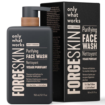 FORGE SKIN® Beef Tallow Face Wash für Männer [TALLOW-BASIERT] - Morgendlicher nährender feuchtigkeitsspendender Gesichtsreiniger - Sanfte Reinigungsfeuchtigkeitscreme für Hydration - Peeling-Gesichtspflege für saubere Haut (5 OZ)