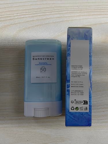 Sonnencreme Stick mit Centella SPF50+ PA++++ Feuchtigkeitsspendender Sun Stick wasserfest leichter UVA UVB Breitbandschutz Sonnenschutzstift für Gesicht und Körper (1 Stück)