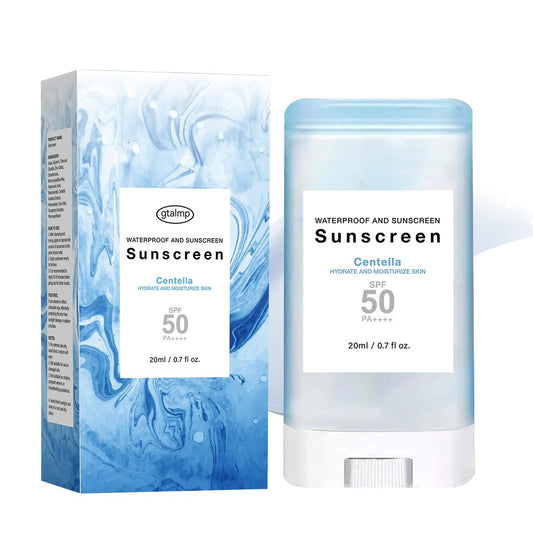 Sonnencreme Stick mit Centella SPF50+ PA++++ Feuchtigkeitsspendender Sun Stick wasserfest leichter UVA UVB Breitbandschutz Sonnenschutzstift für Gesicht und Körper (1 Stück)