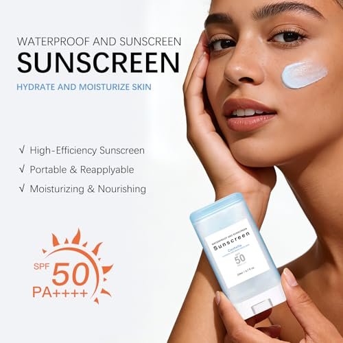 Sonnencreme Stick mit Centella SPF50+ PA++++ Feuchtigkeitsspendender Sun Stick wasserfest leichter UVA UVB Breitbandschutz Sonnenschutzstift für Gesicht und Körper (1 Stück)
