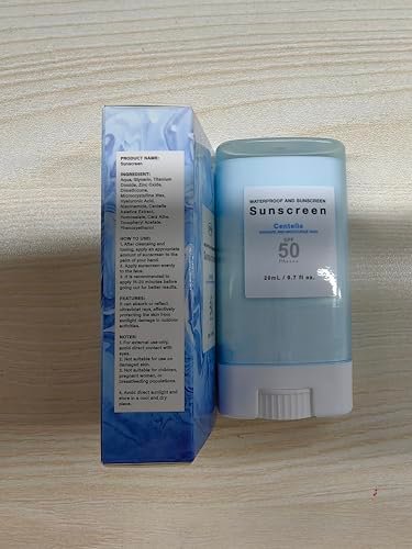 Sonnencreme Stick mit Centella SPF50+ PA++++ Feuchtigkeitsspendender Sun Stick wasserfest leichter UVA UVB Breitbandschutz Sonnenschutzstift für Gesicht und Körper (1 Stück)