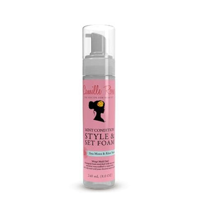 Camille Rose Style & Set Foam, Mint Condition – Meeresmoos & Aloe Vera Haarstyling-Mousse, Lockendefinition, Volumen + Frizz-Kontrolle, 237 ml