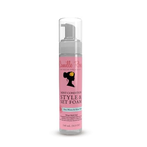Camille Rose Style & Set Foam, Mint Condition – Meeresmoos & Aloe Vera Haarstyling-Mousse, Lockendefinition, Volumen + Frizz-Kontrolle, 237 ml