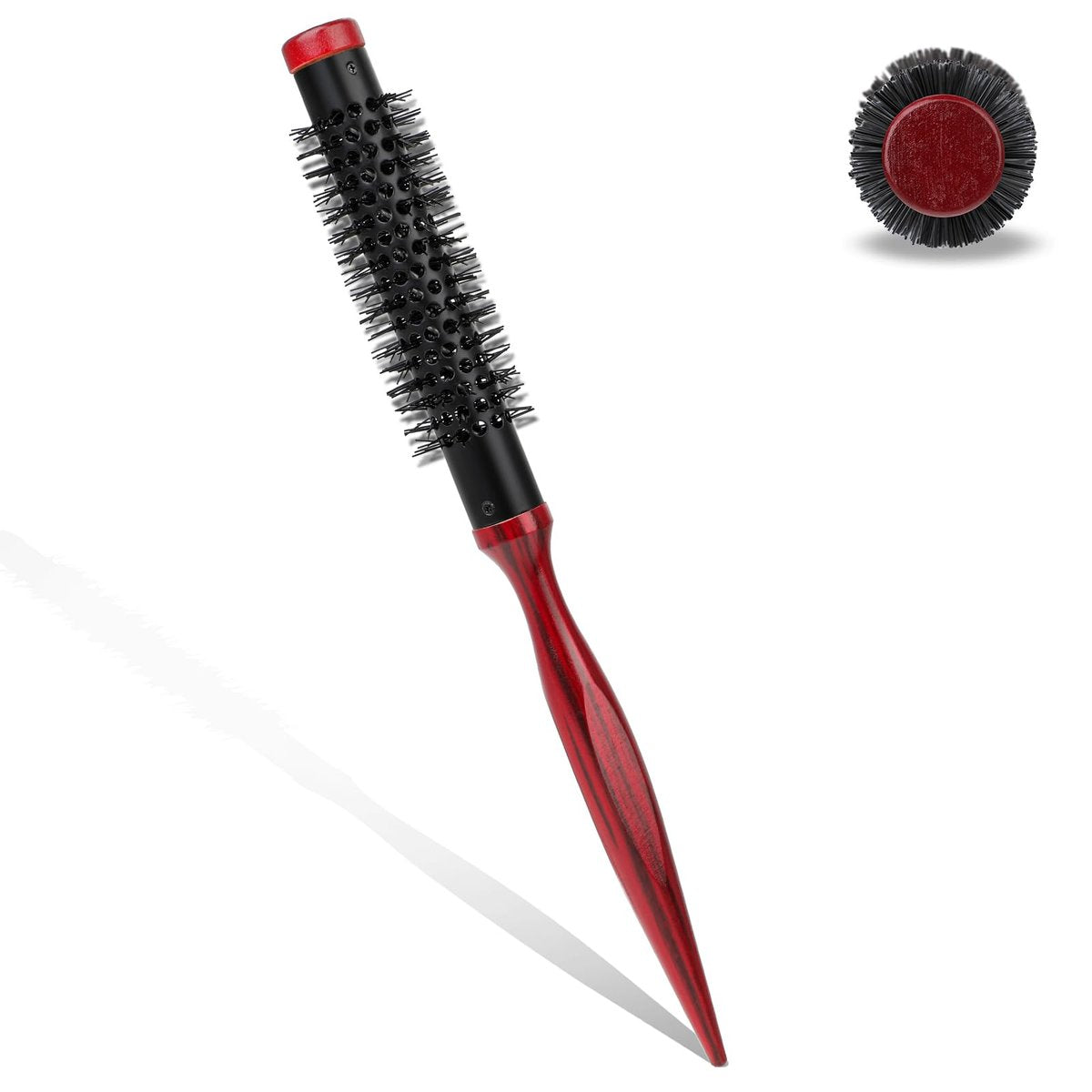 Kleine Rundbürste zum Föhnen, 1,2 Zoll Mini Quiff Rollbürste mit Metall-Thermo-Zylinder und steifen Nylonborsten, Salon-Styling-Haarbürste für Frauen, nass/trocken, Locken, kurzes, feines Haar, Pony