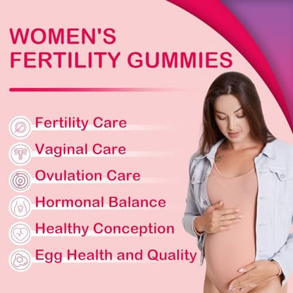 Fruchtbarkeitsergänzung für Frauen, pränatale Vitamine mit Myo-Inositol & D-Chiro-Inositol, Folsäure, Kräutern, für hormonelles Gleichgewicht, Fruchtbarkeit & Vaginalpflege, 60 pränatale Gummibärchen (Himbeere)