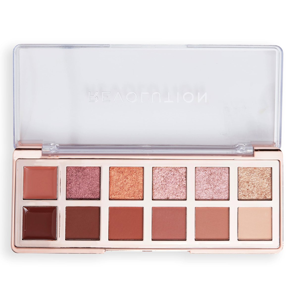 Revolution The True Icon Bronze Palette – 12 ultra-pigmentierte Lidschatten mit matten & schimmernden Finishes, langanhaltend & verblendbar, vegan & tierversuchsfrei, 3,53 oz