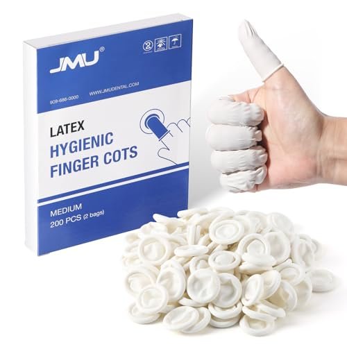 JMU Latex Fingerlinge Medium, 200 Stück Fingerschutz Einweg-Fingerhandschuhe