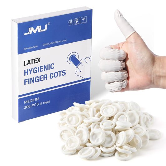 JMU Latex Fingerlinge Medium, 200 Stück Fingerschutz Einweg-Fingerhandschuhe