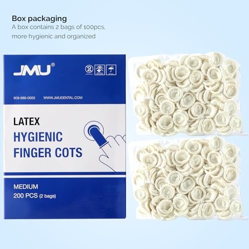 JMU Latex Fingerlinge Medium, 200 Stück Fingerschutz Einweg-Fingerhandschuhe