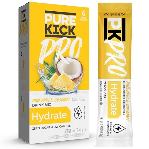 PURE KICK PRO Hydration Elektrolyt-Getränkepulver, Ananas-Kokosnuss, 6 Beutel pro Packung