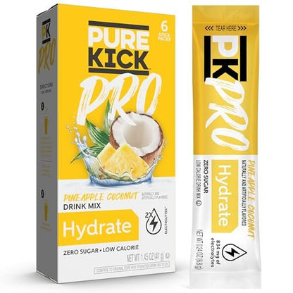 PURE KICK PRO Hydration Elektrolyt-Getränkepulver, Ananas-Kokosnuss, 6 Beutel pro Packung